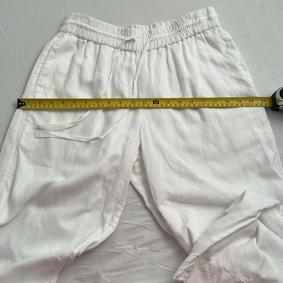 J Crew Seaside wide leg white cropped linen drawstring waist pants - Picture 10 of 16